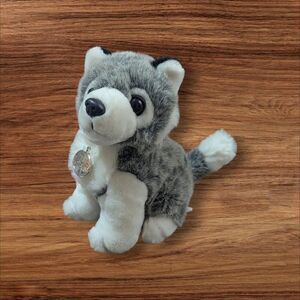 TB   Trading Co 9"Plush Husky Dog Toy " Gray & White Stuffed Animal